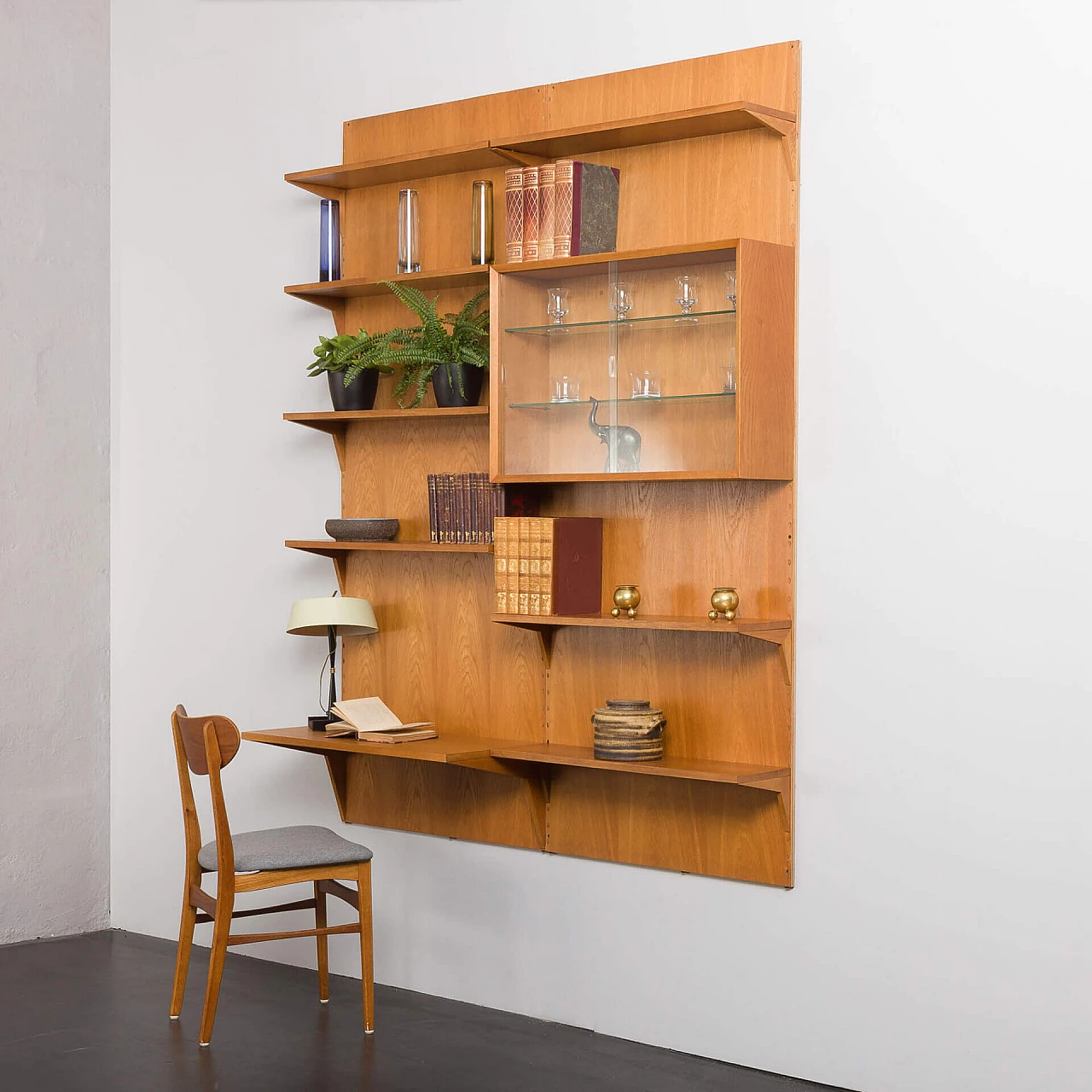Oak wall cabinet with back panels by Poul Cadovius for Cado, 1970s 2