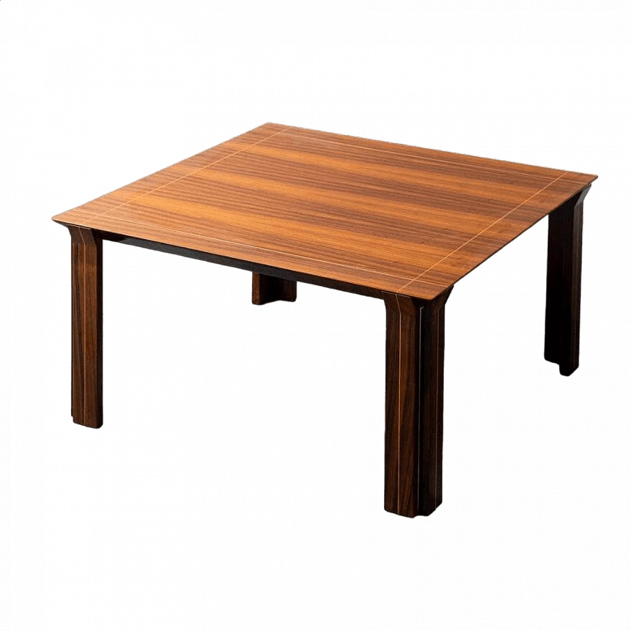 Square wooden dining table with metal details, 1970s 10