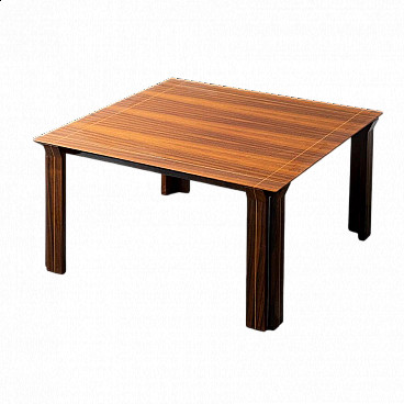 Square wooden dining table with metal details, 1970s