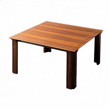 Square wooden dining table with metal details, 1970s