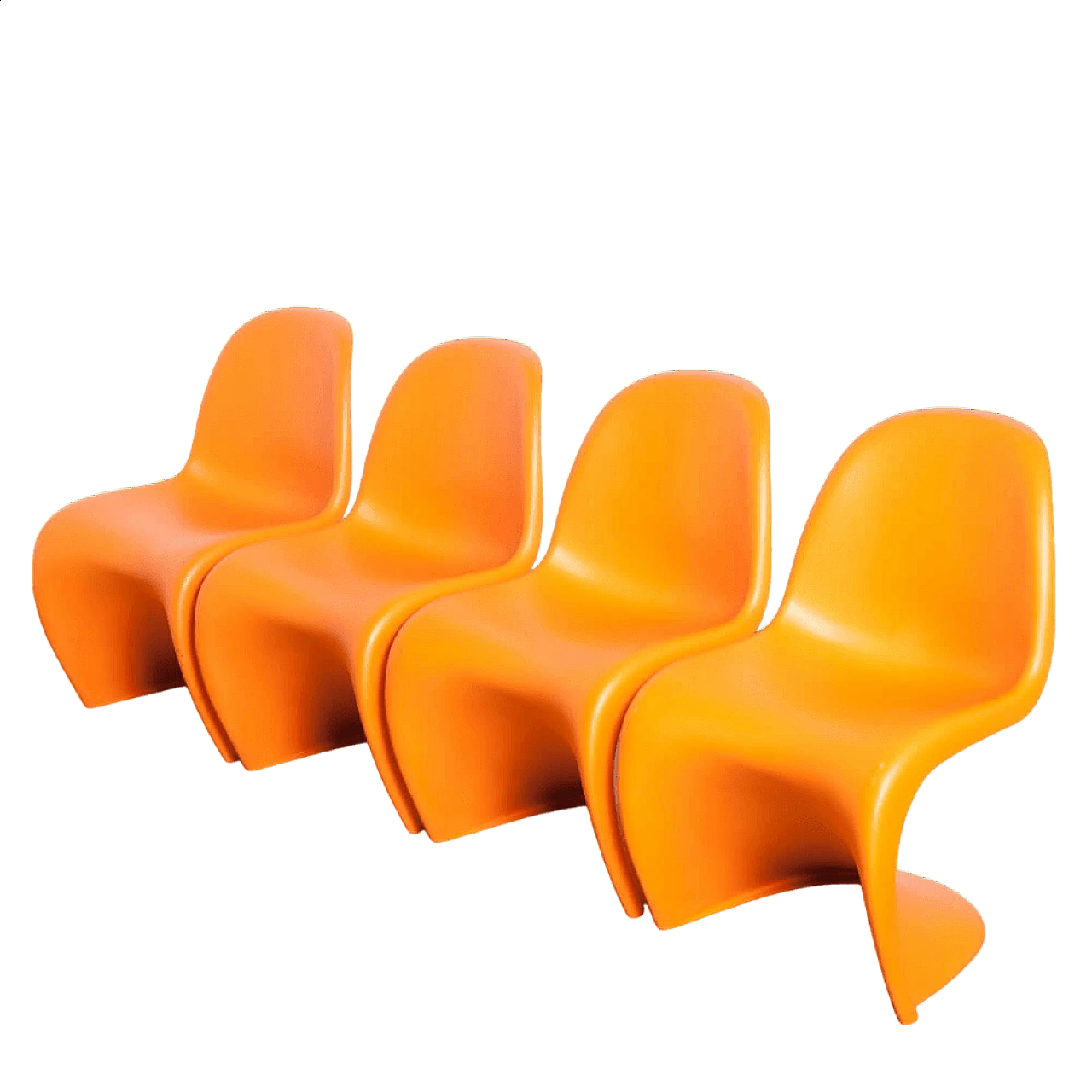 4 Sedie Panton Chair S arancioni di Verner Panton per Vitra 17