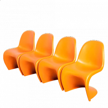 4 Sedie Panton Chair S arancioni di Verner Panton per Vitra