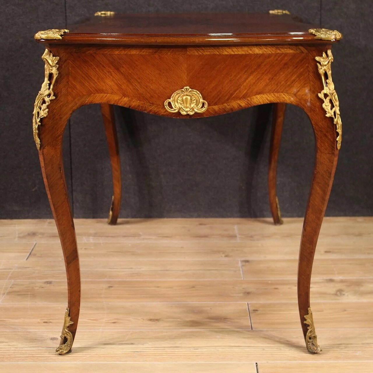 French Napoleon III mahogany veneered writing desk, late 19th century 4
