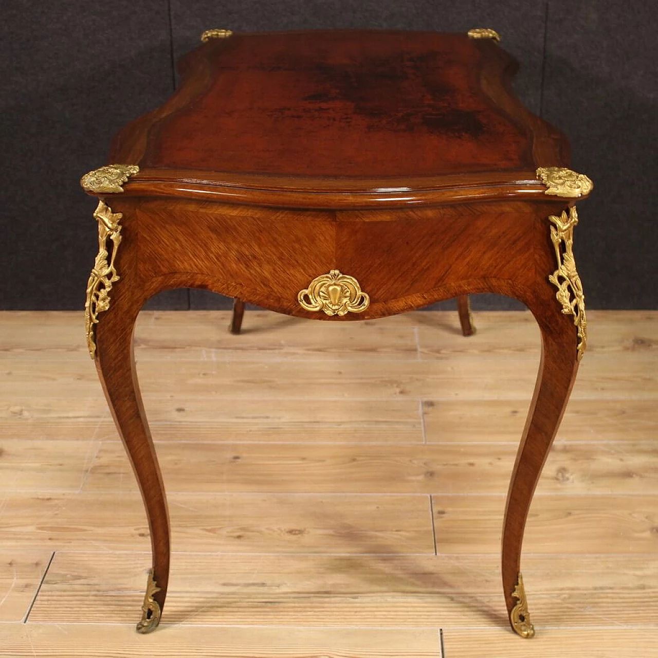 French Napoleon III mahogany veneered writing desk, late 19th century 6