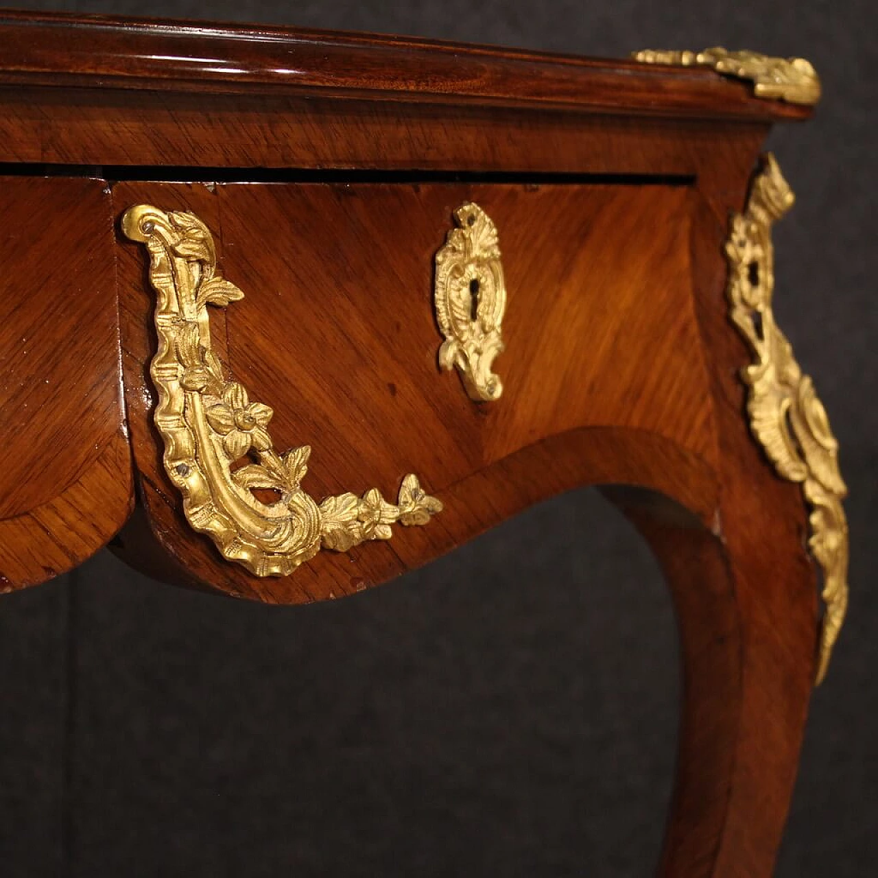 French Napoleon III mahogany veneered writing desk, late 19th century 9