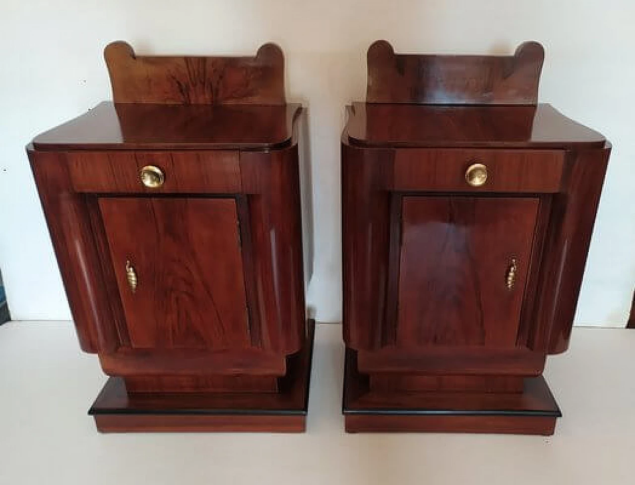 Pair of Art Deco teak bedside tables, 1930s 1