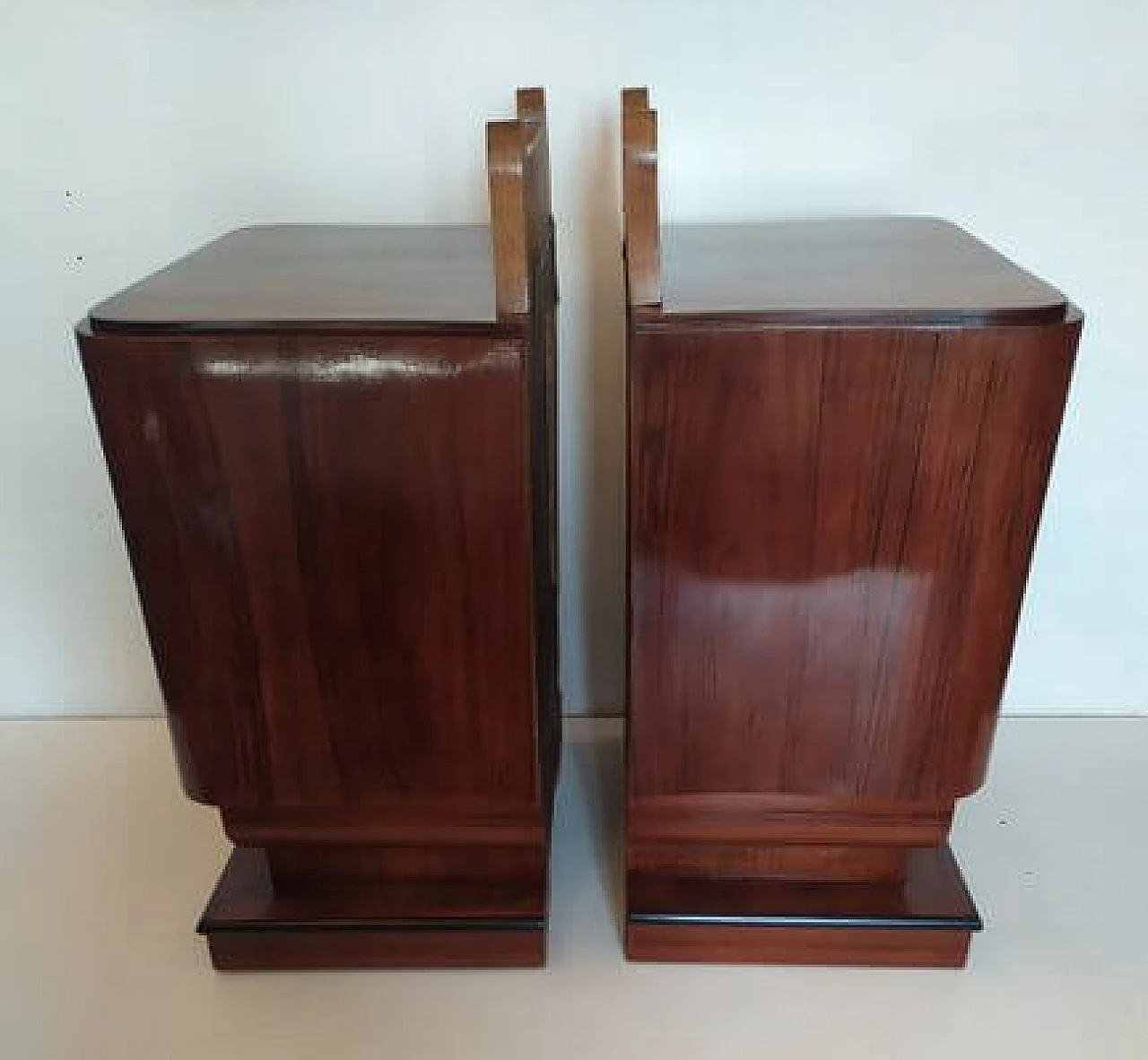 Pair of Art Deco teak bedside tables, 1930s 3