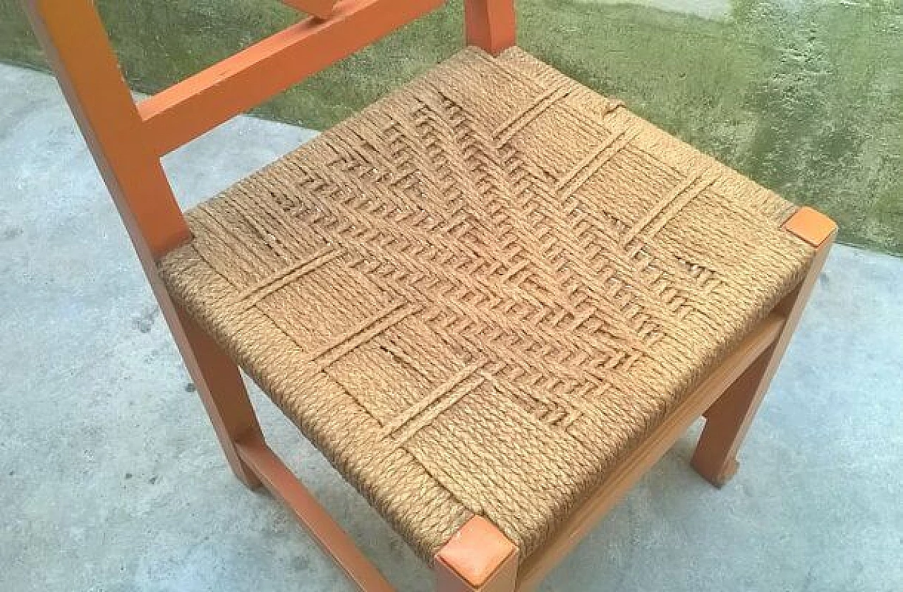 Futurist beech chair with woven straw seat, 1930s 5