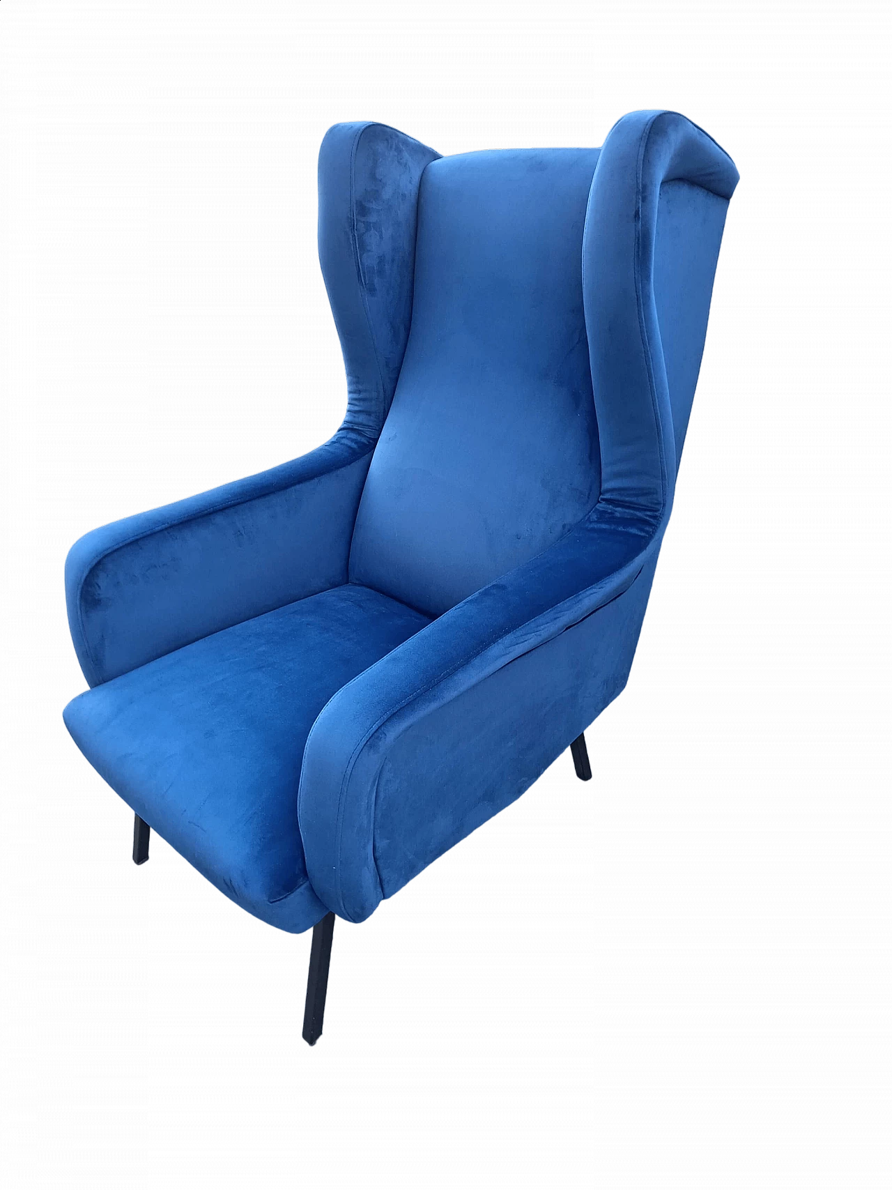 Blue velvet armchair, 1960s 6
