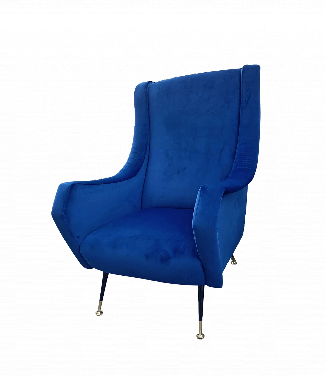 Blue velvet armchair, 1950s 6
