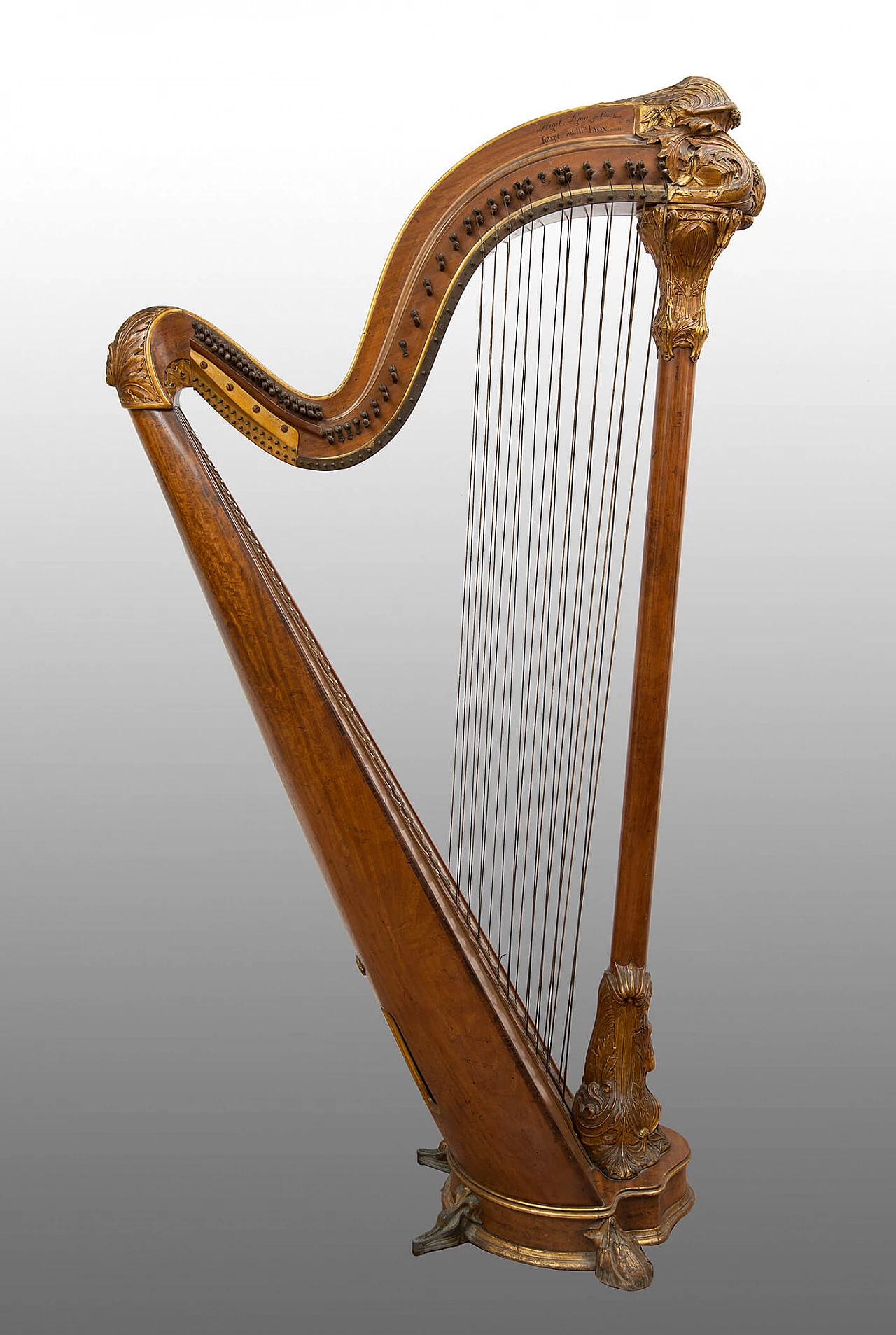 Maple and gilded wood harp by Gustave Lyon, 19th century 1
