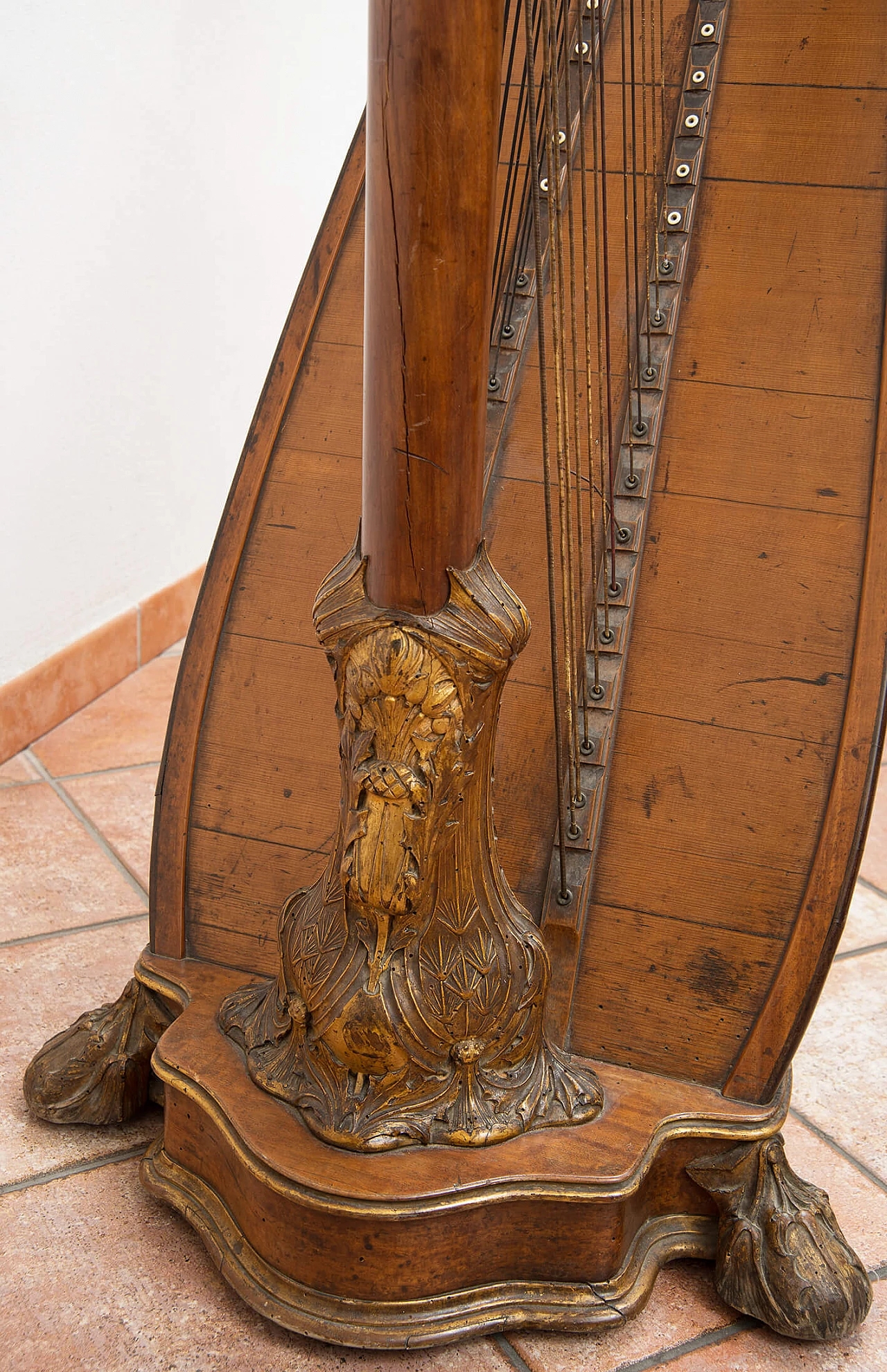 Maple and gilded wood harp by Gustave Lyon, 19th century 6