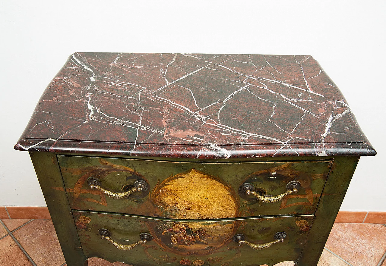 Louis XIV bedside table in lacquered and painted stamped wood, late 17th century 2