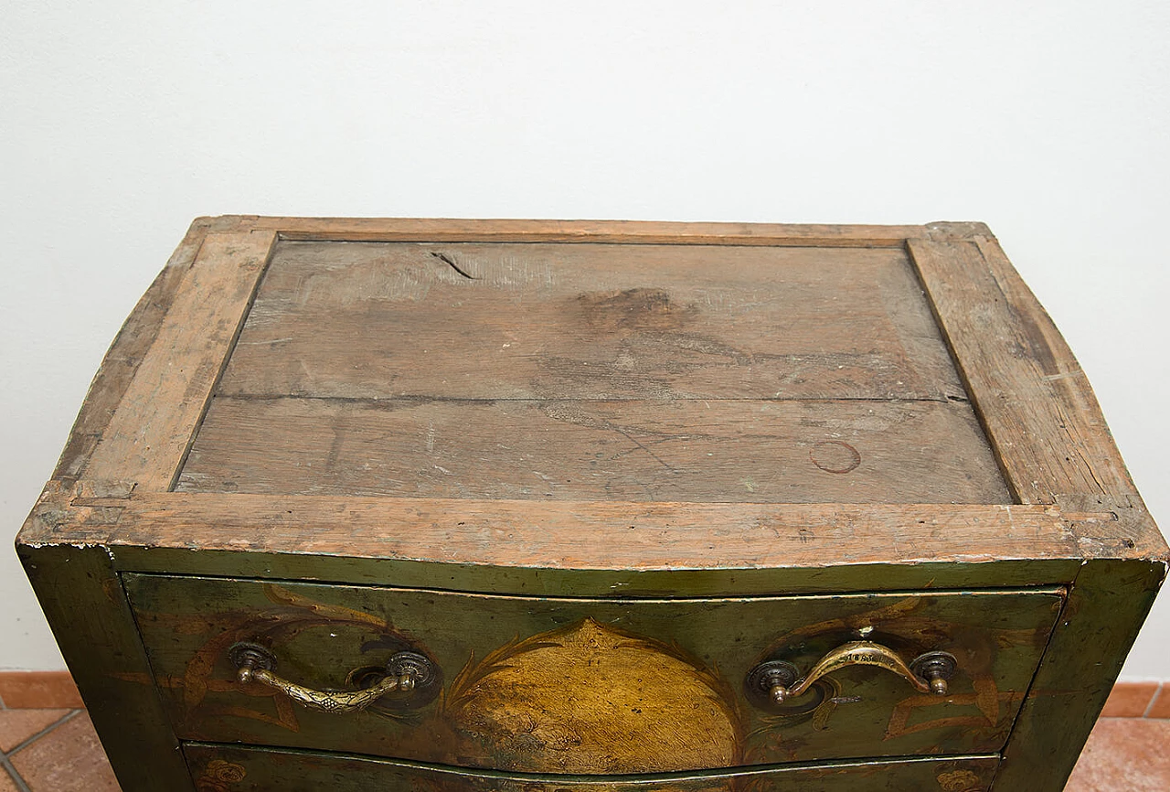 Louis XIV bedside table in lacquered and painted stamped wood, late 17th century 5