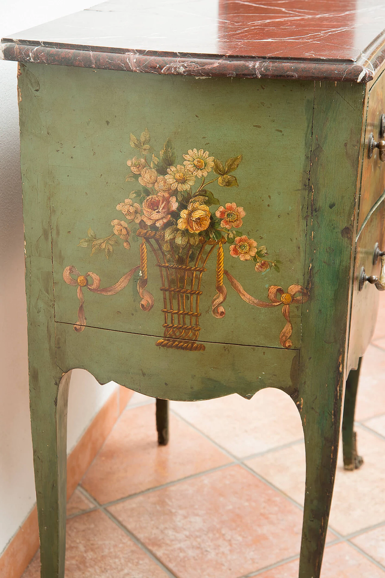 Louis XIV bedside table in lacquered and painted stamped wood, late 17th century 7
