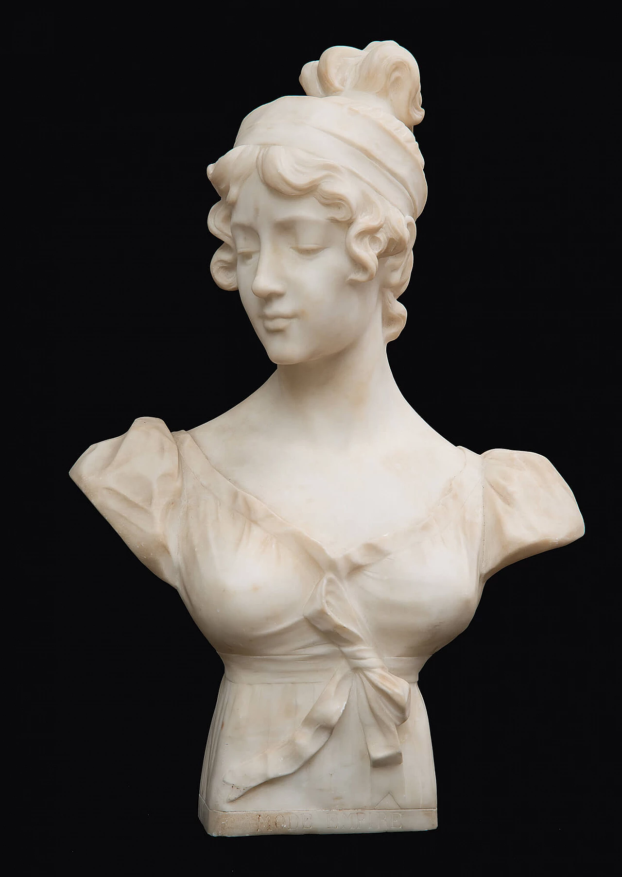 E. Battiglia, bust of noblewoman, alabaster sculpture, 19th century 1