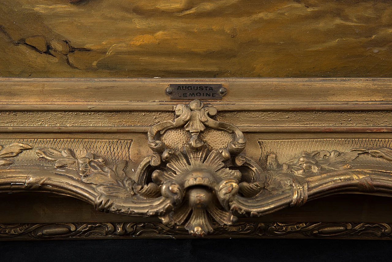 A. Lemoine, little girl with dog, oil painting on canvas, early 19th century 3