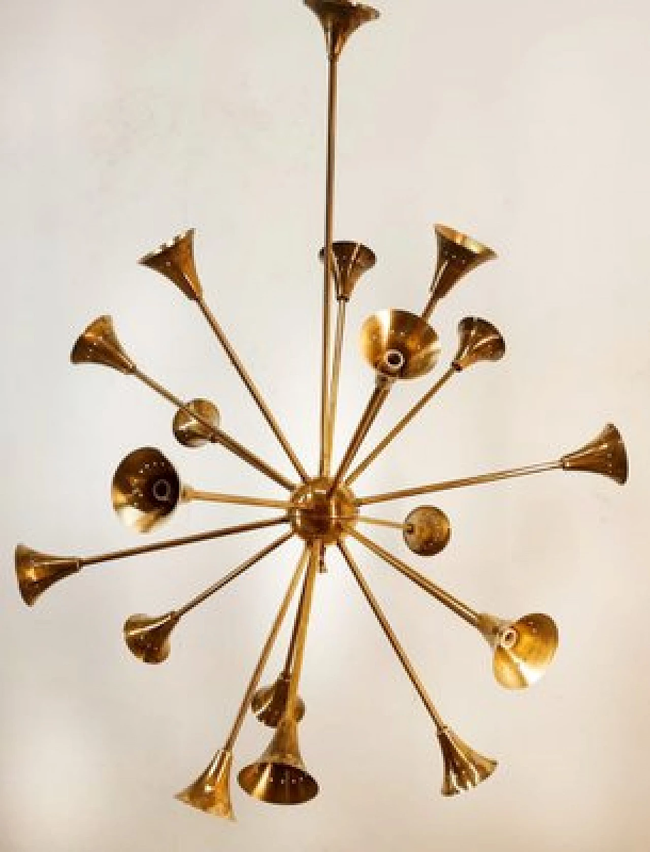 Eighteen-light brass Sputnik chandelier, 1950s 3