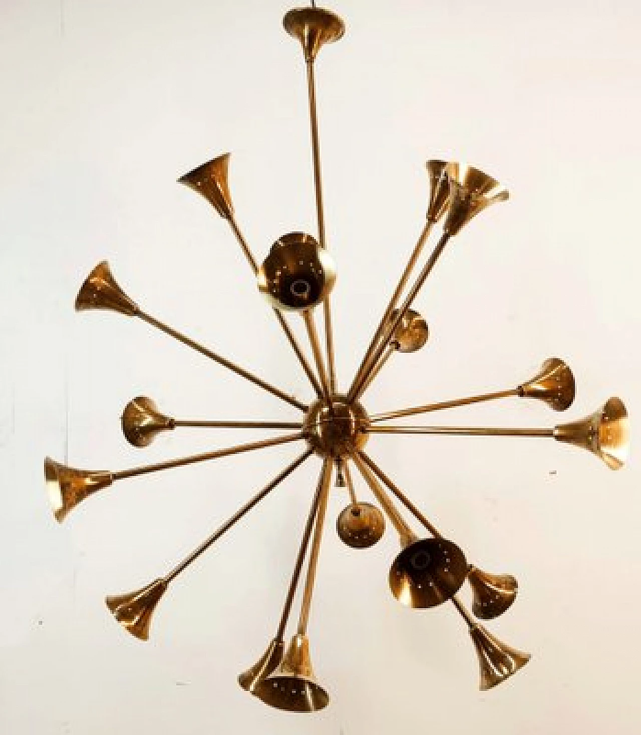 Eighteen-light brass Sputnik chandelier, 1950s 4
