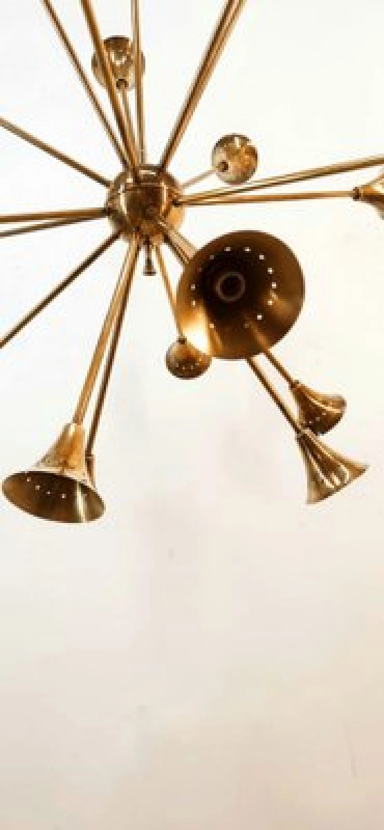 Eighteen-light brass Sputnik chandelier, 1950s 5