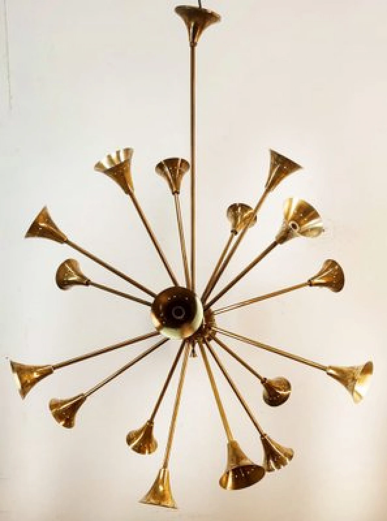 Eighteen-light brass Sputnik chandelier, 1950s 7