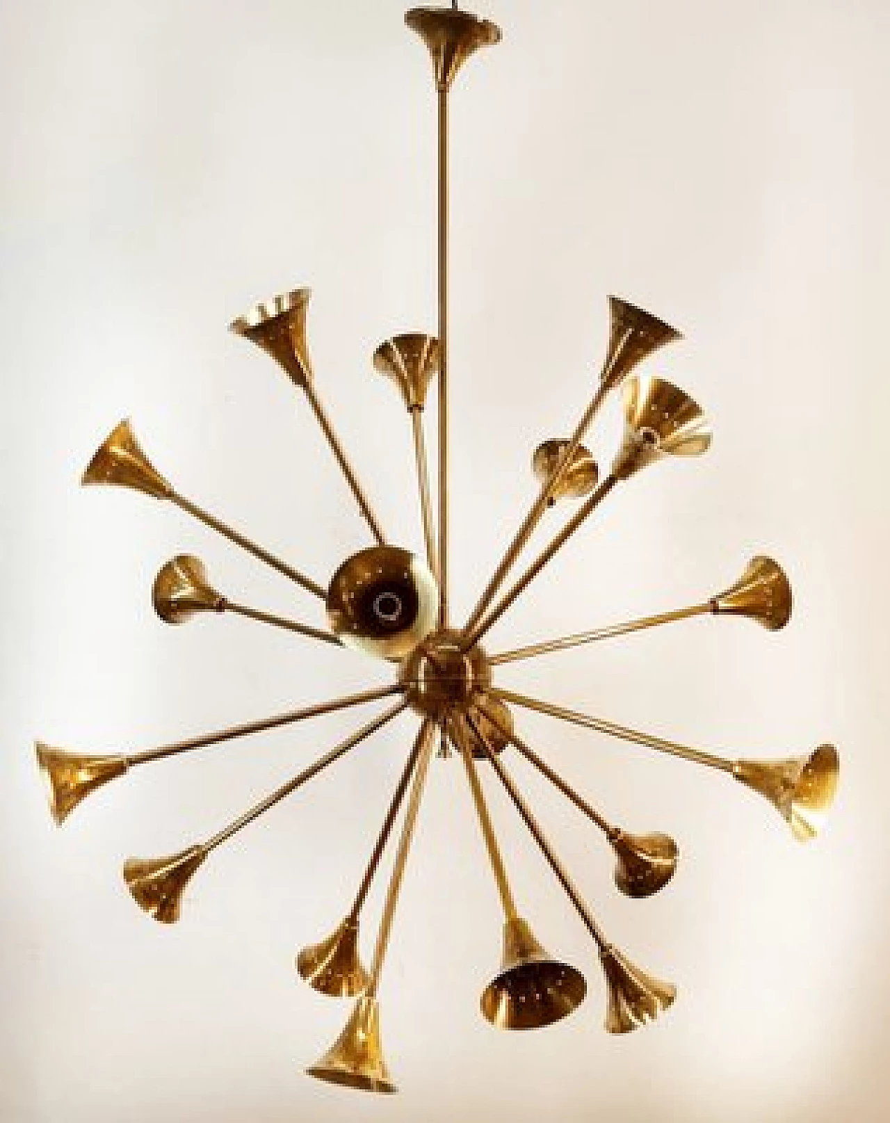Eighteen-light brass Sputnik chandelier, 1950s 9