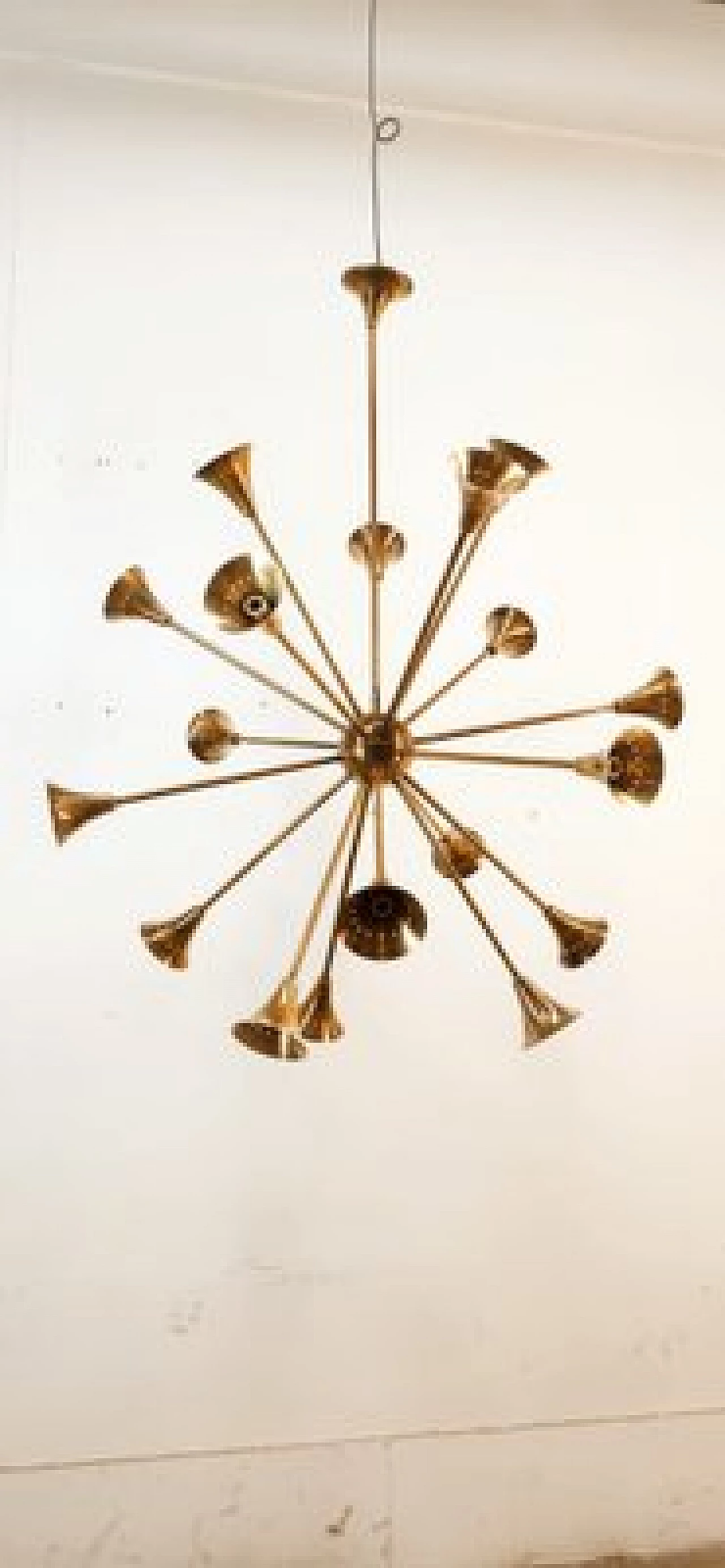 Eighteen-light brass Sputnik chandelier, 1950s 12