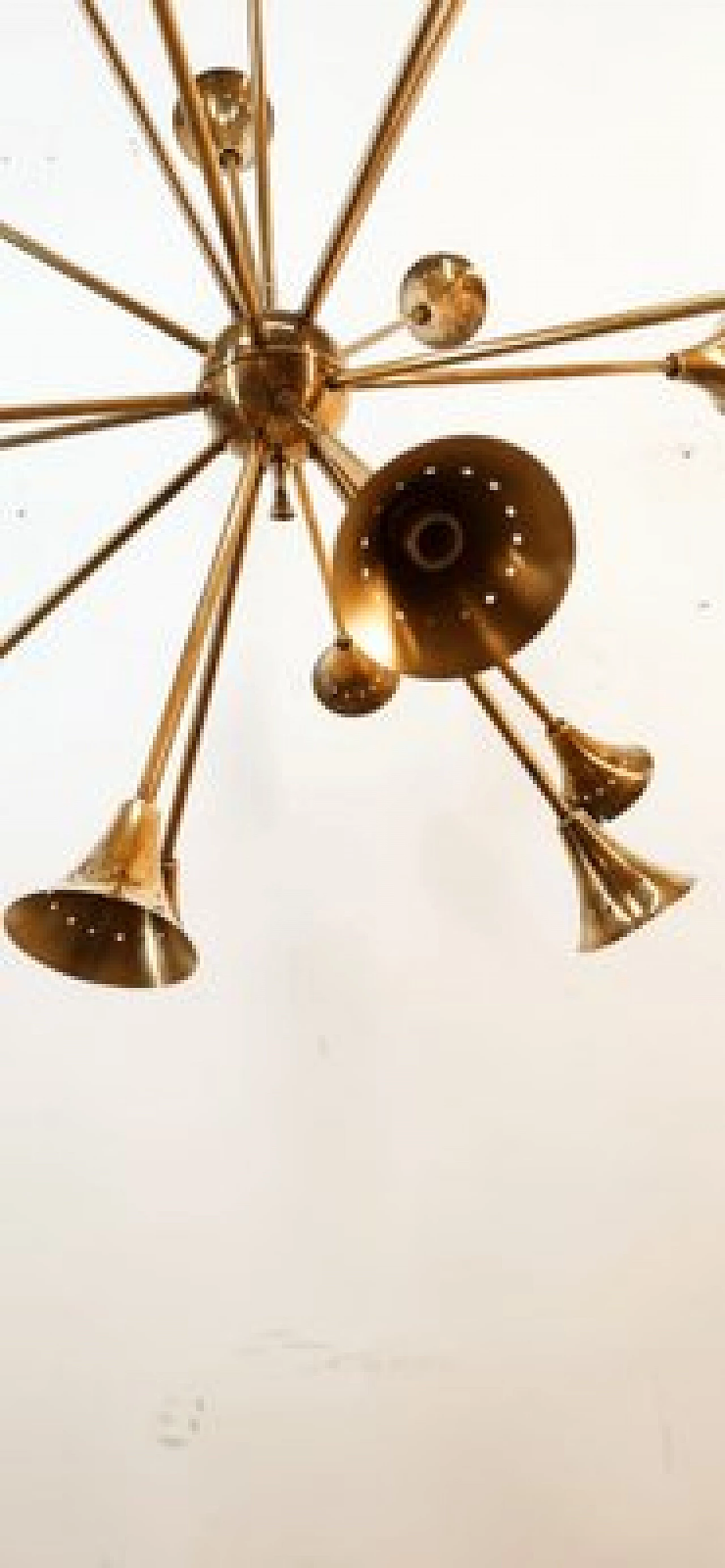 Eighteen-light brass Sputnik chandelier, 1950s 16