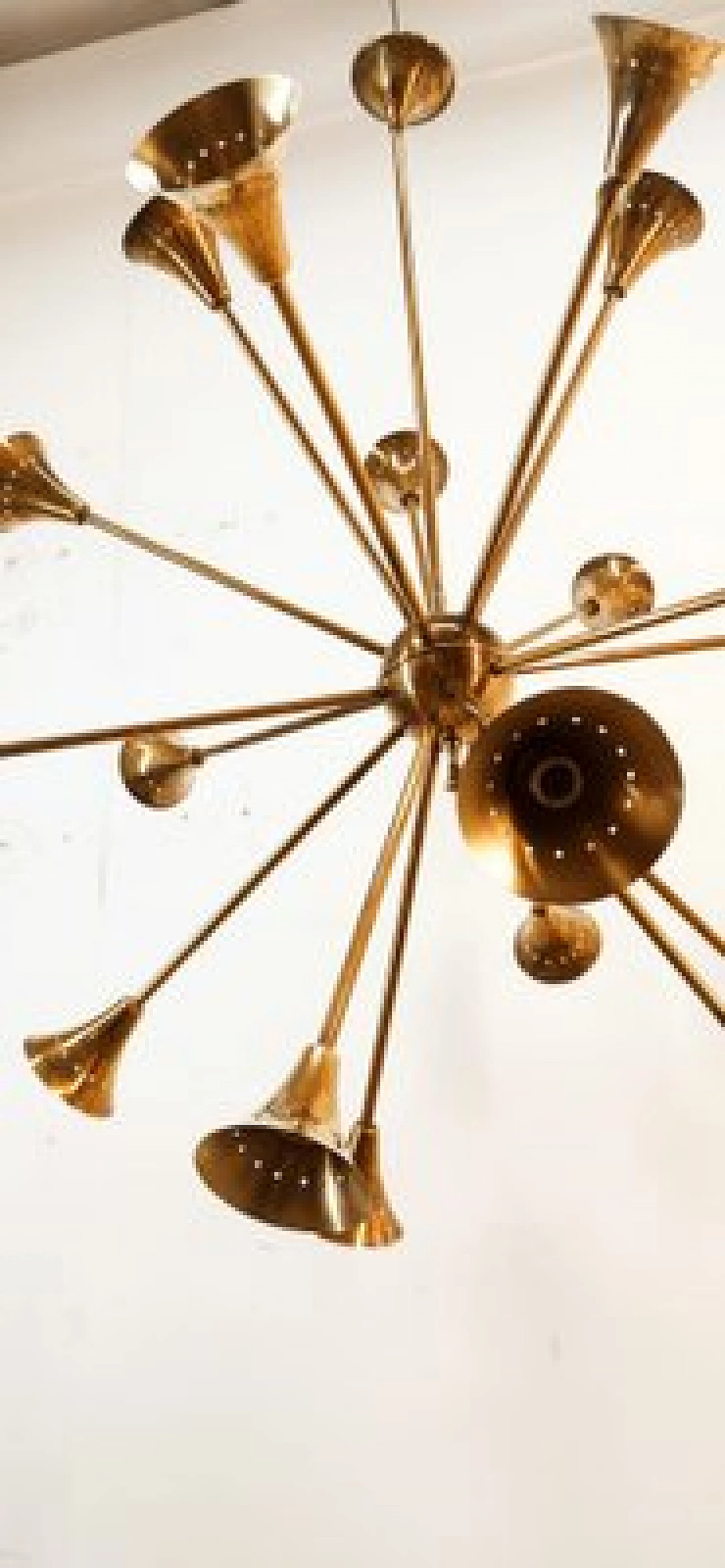 Lampadario Sputnik a diciotto luci in ottone, anni '50 24