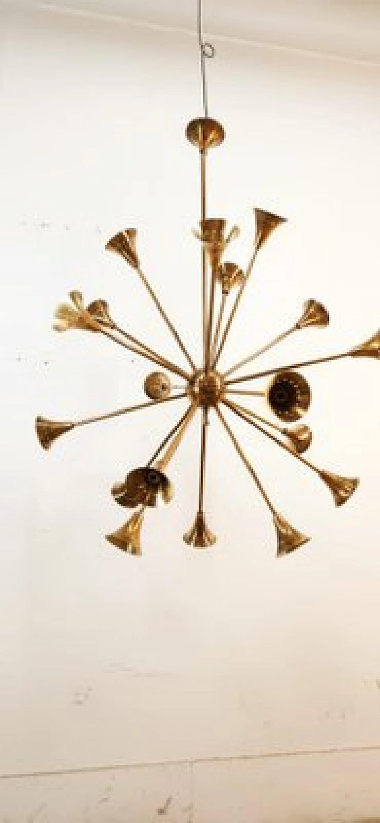 Eighteen-light brass Sputnik chandelier, 1950s 29