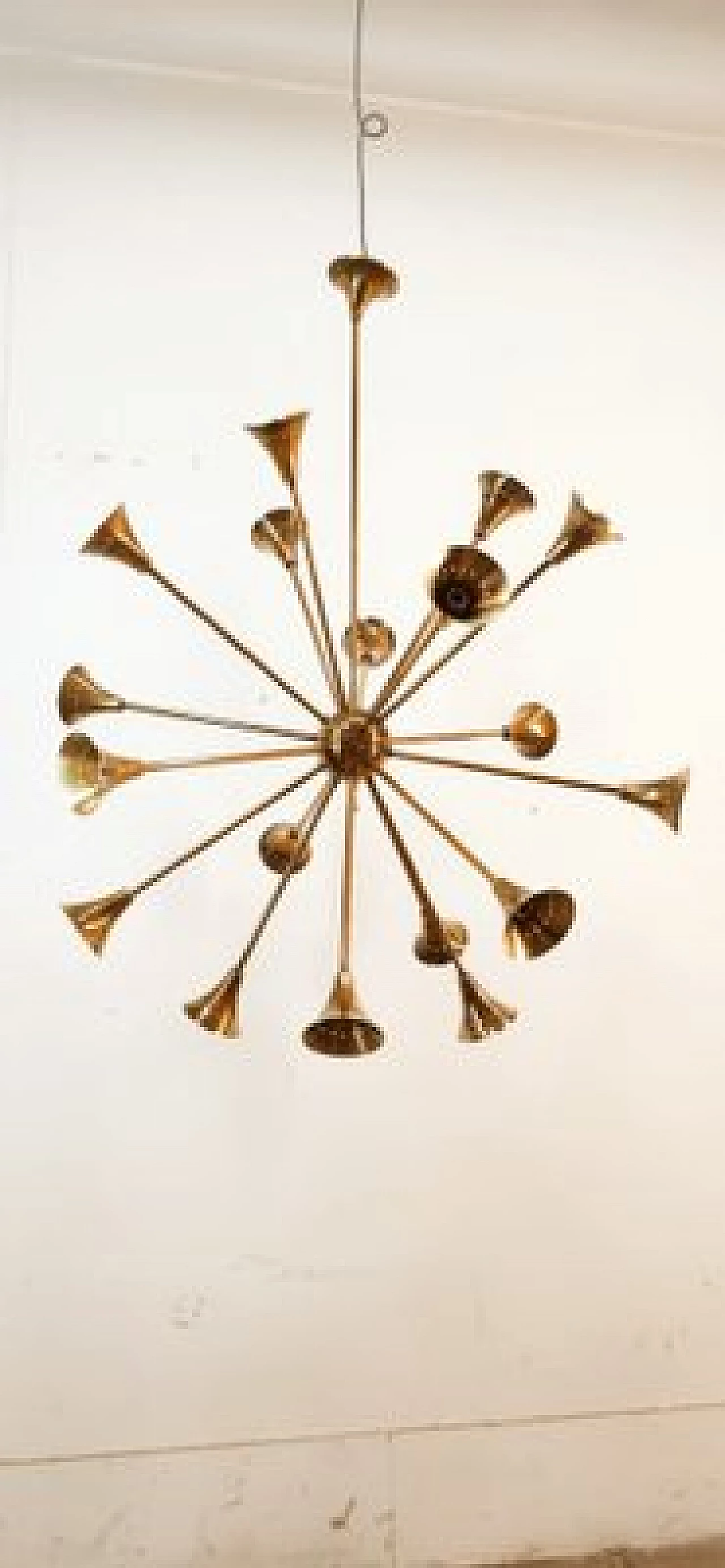 Eighteen-light brass Sputnik chandelier, 1950s 30