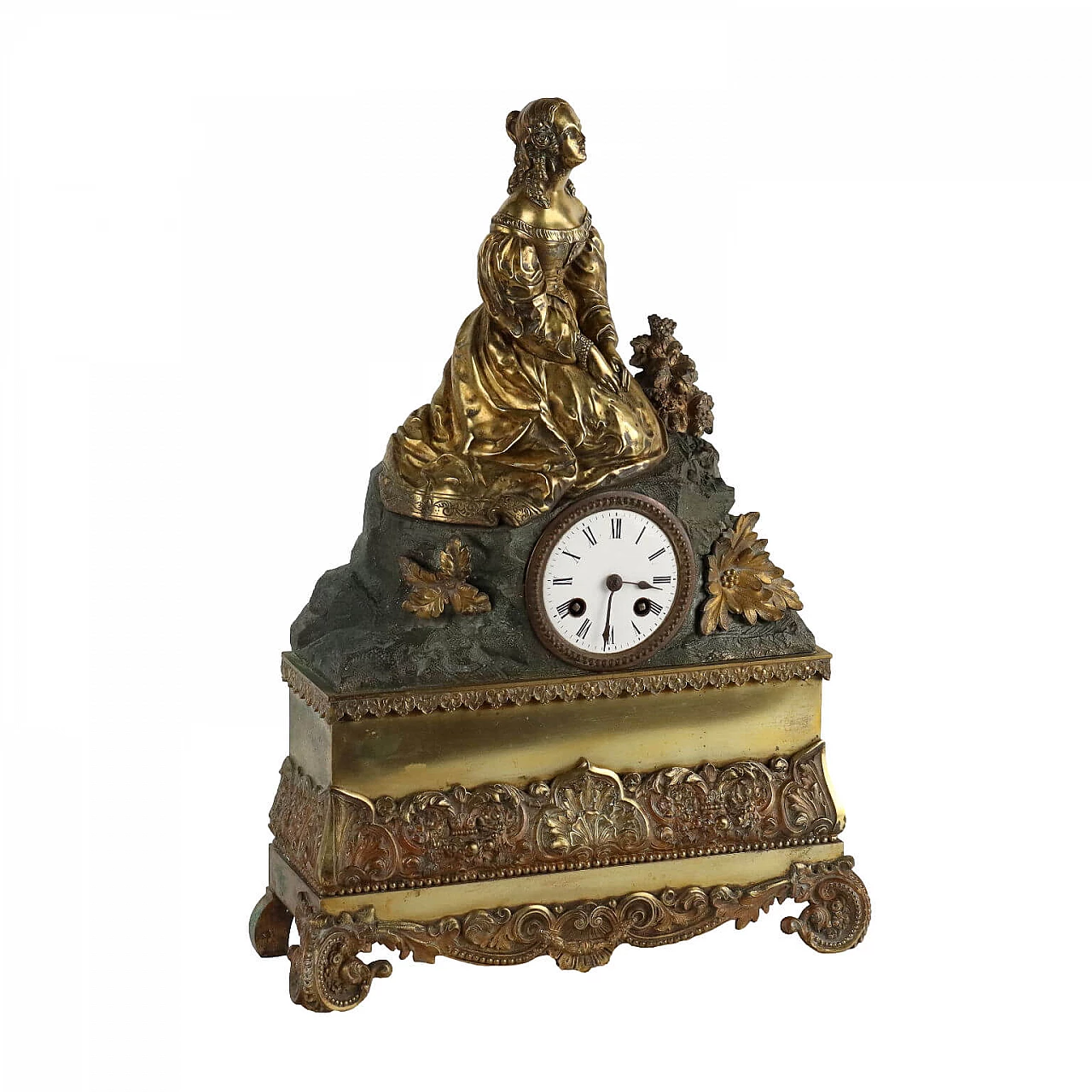 French gilded and burnished bronze clock, second half of the 19th century 1
