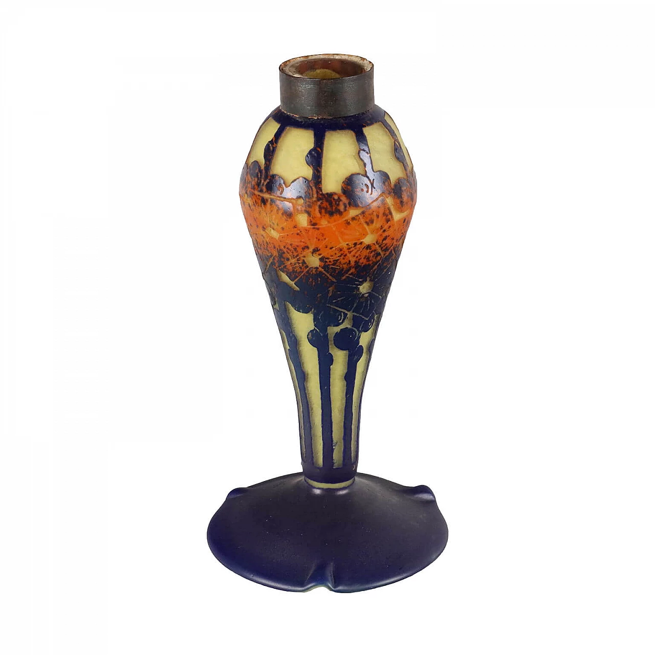 Glass table lamp base by Le Verre Français, early 20th century 1