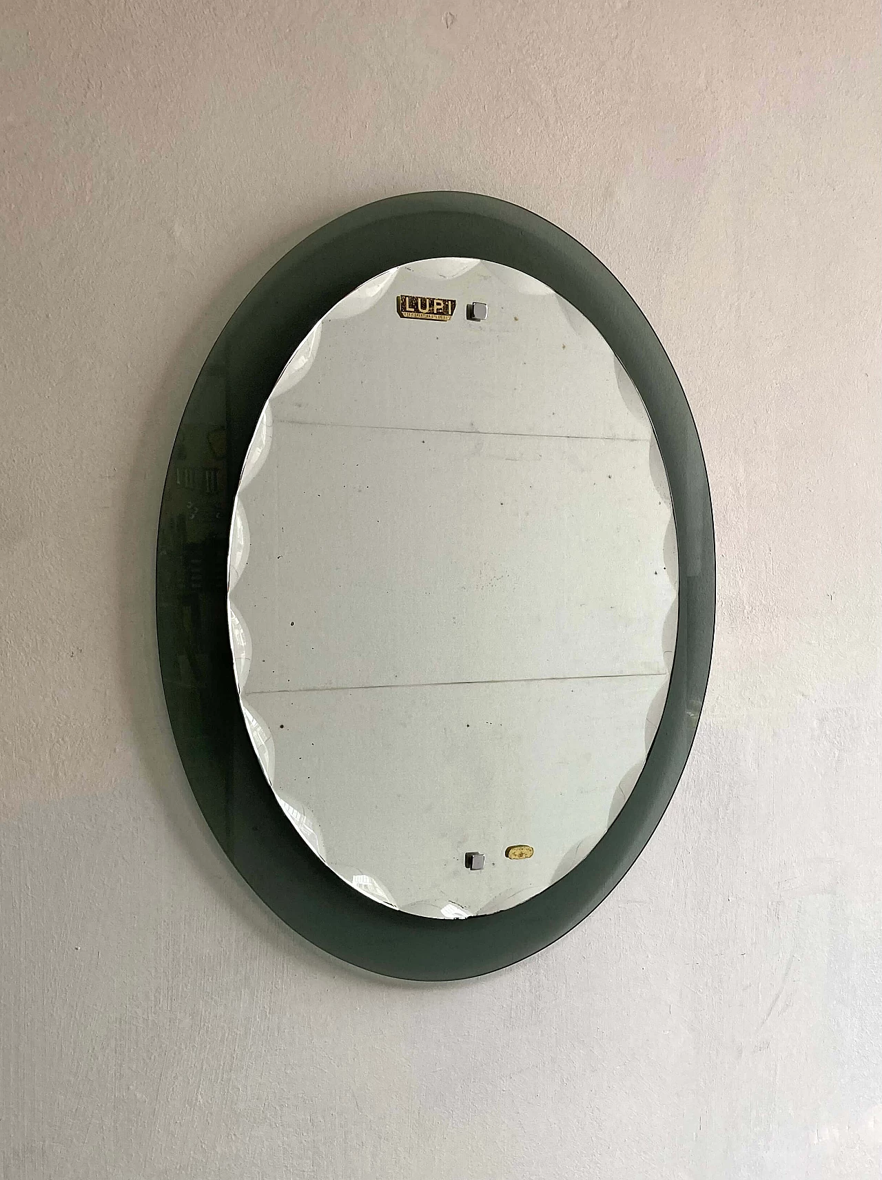 Specchio da parete ovale di Lupi Cristal Luxor, anni '60 1