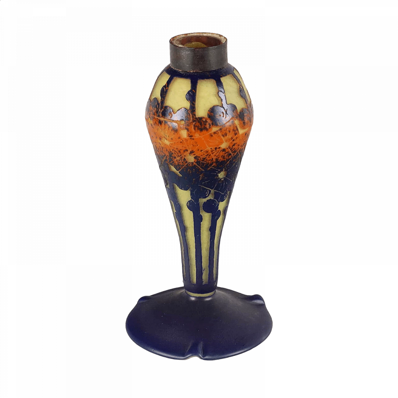 Glass table lamp base by Le Verre Français, early 20th century 9