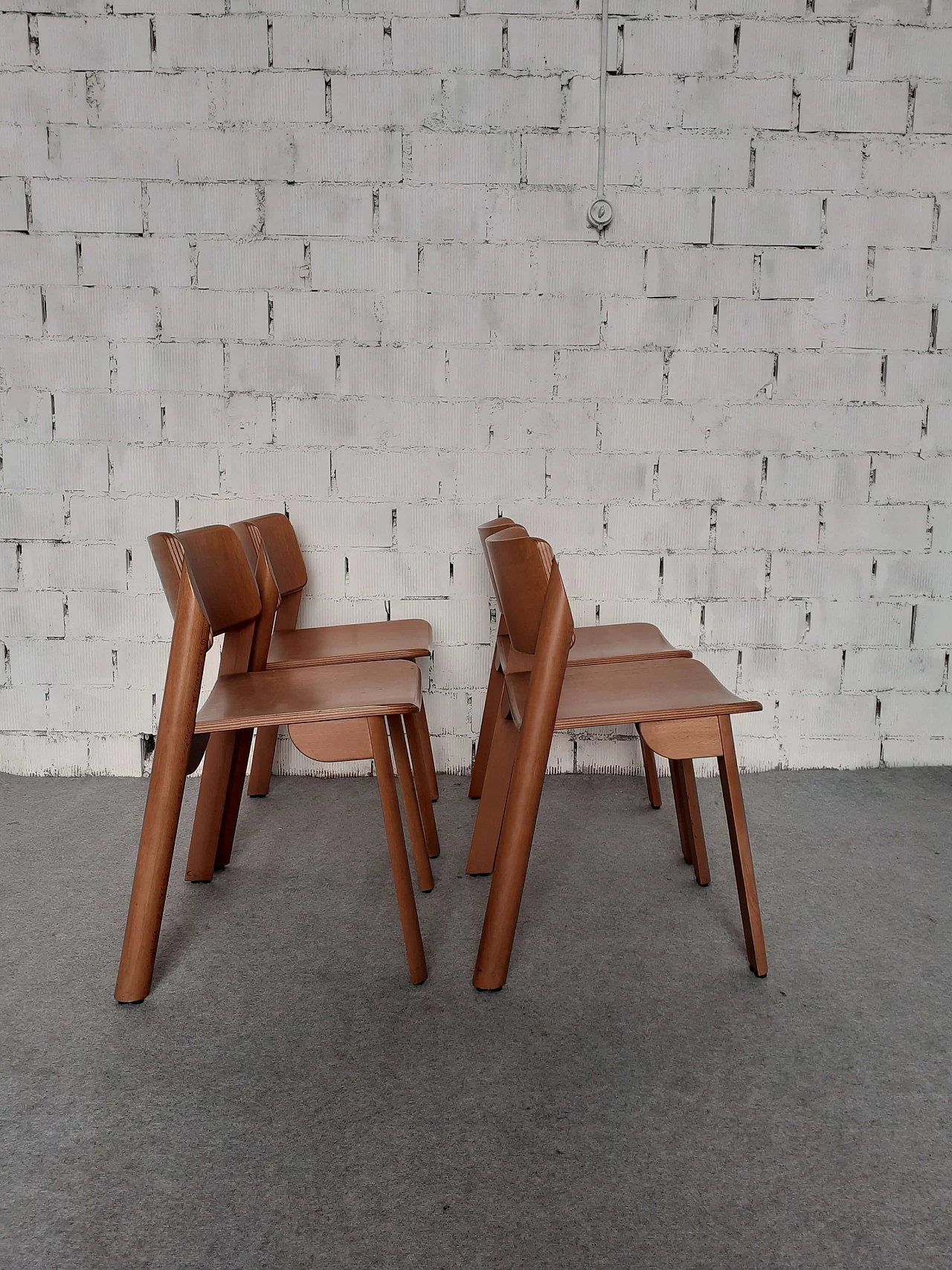 4 Wooden chairs, 1970s 3