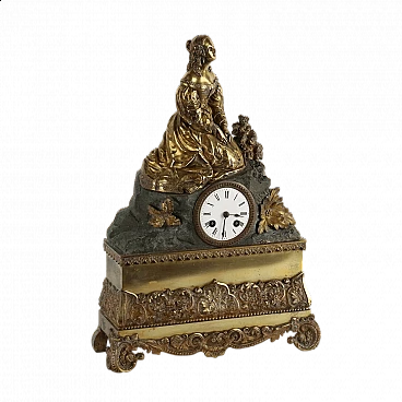 French gilded and burnished bronze clock, second half of the 19th century