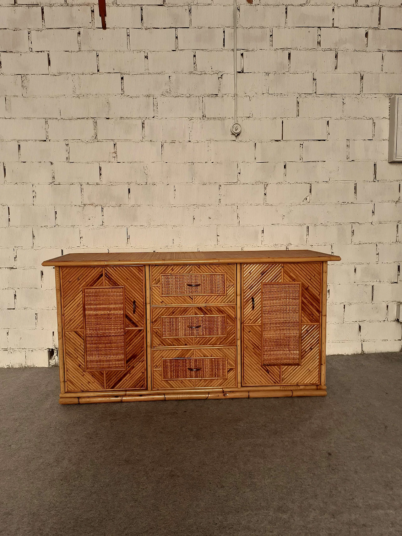Bamboo sideboard in the style of Vivai del Sud, 1960s 1