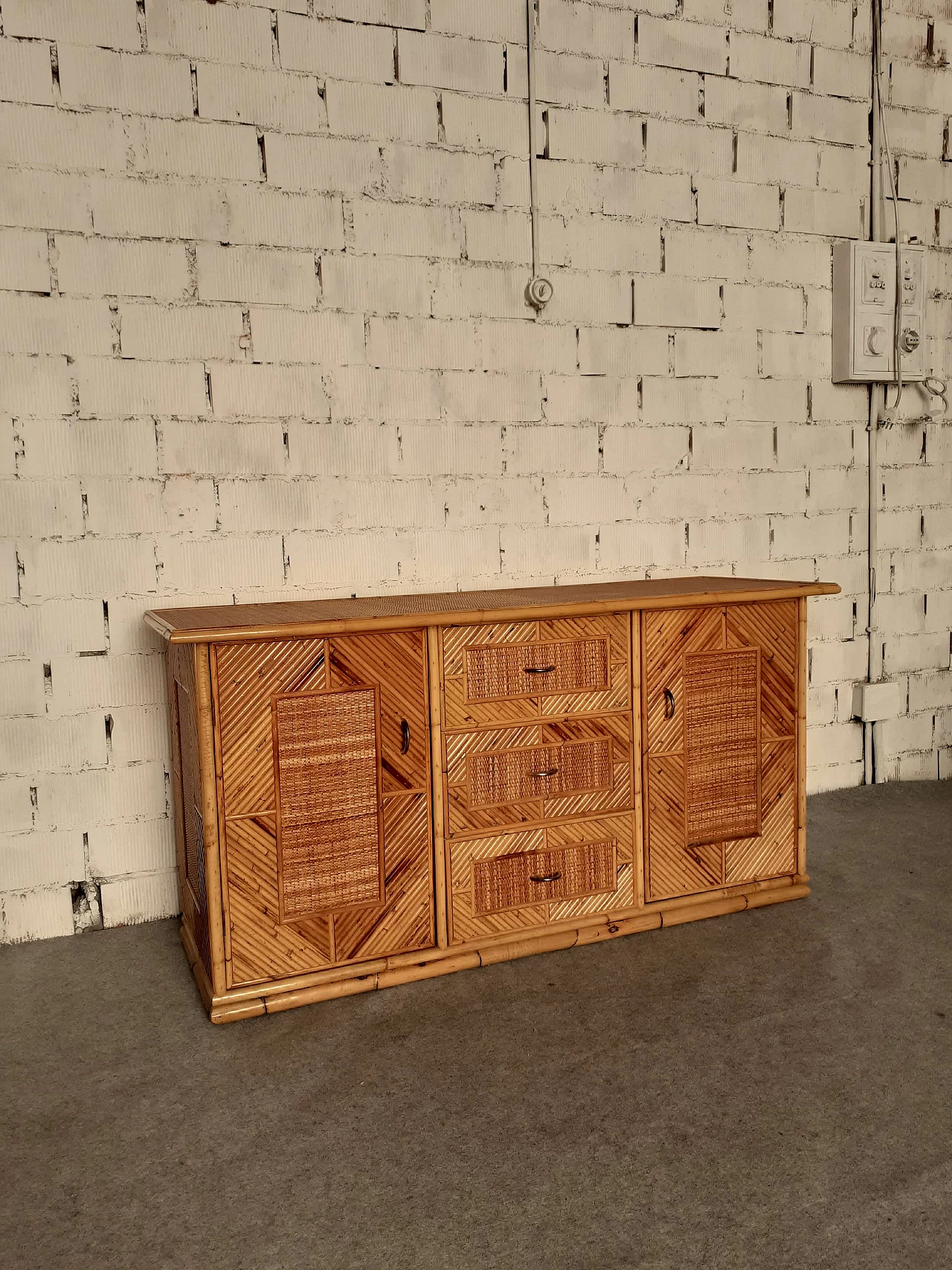 Bamboo sideboard in the style of Vivai del Sud, 1960s 2