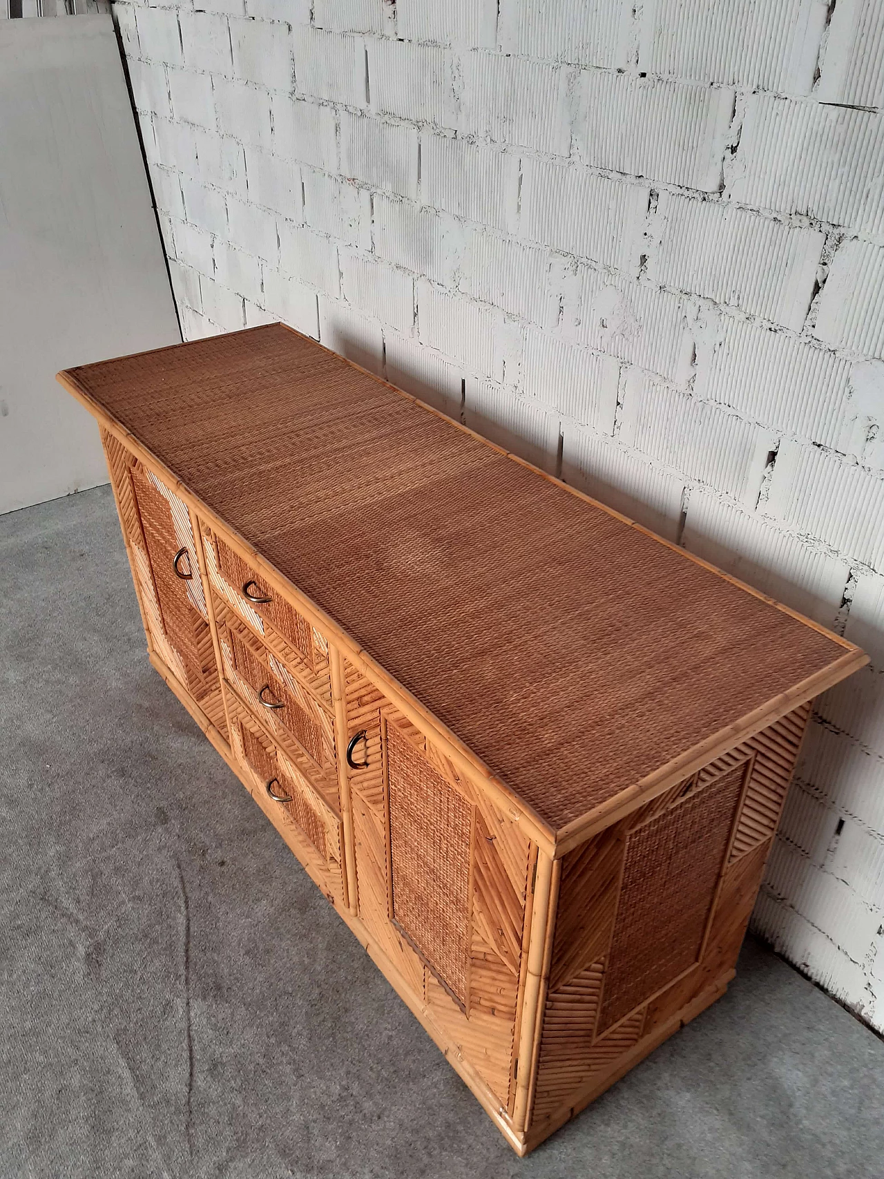 Bamboo sideboard in the style of Vivai del Sud, 1960s 5