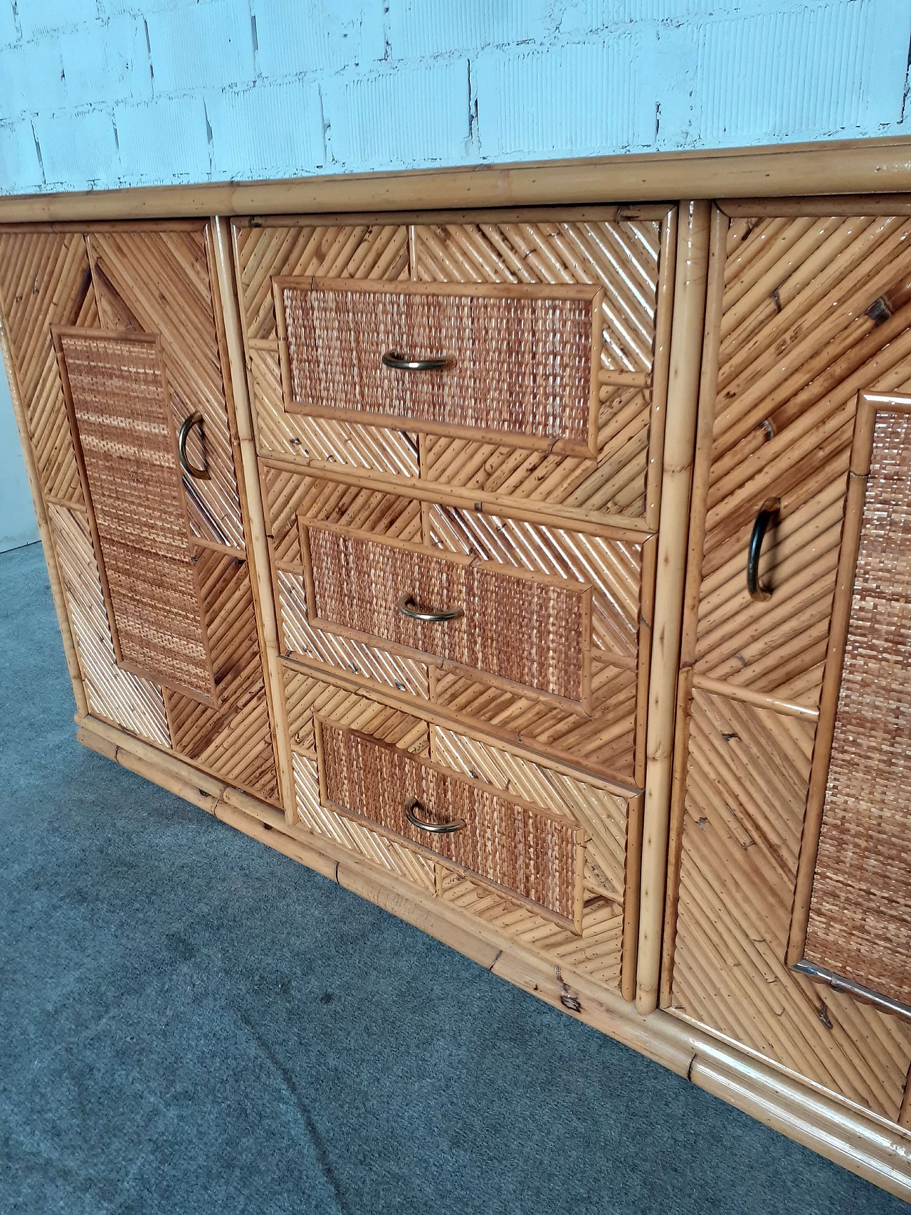 Credenza in bambù attribuibile a Vivai del Sud, anni '60 6