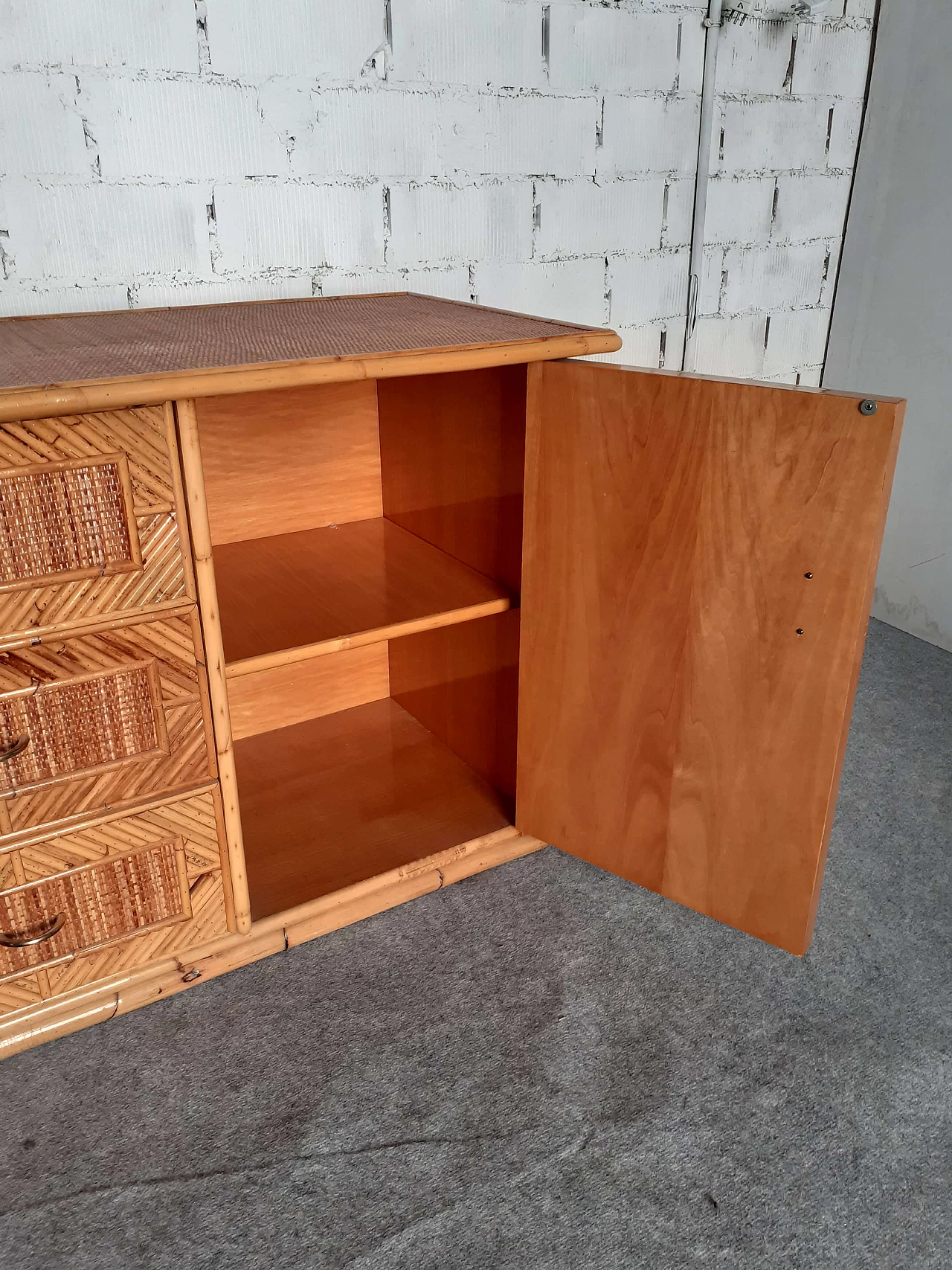 Bamboo sideboard in the style of Vivai del Sud, 1960s 8