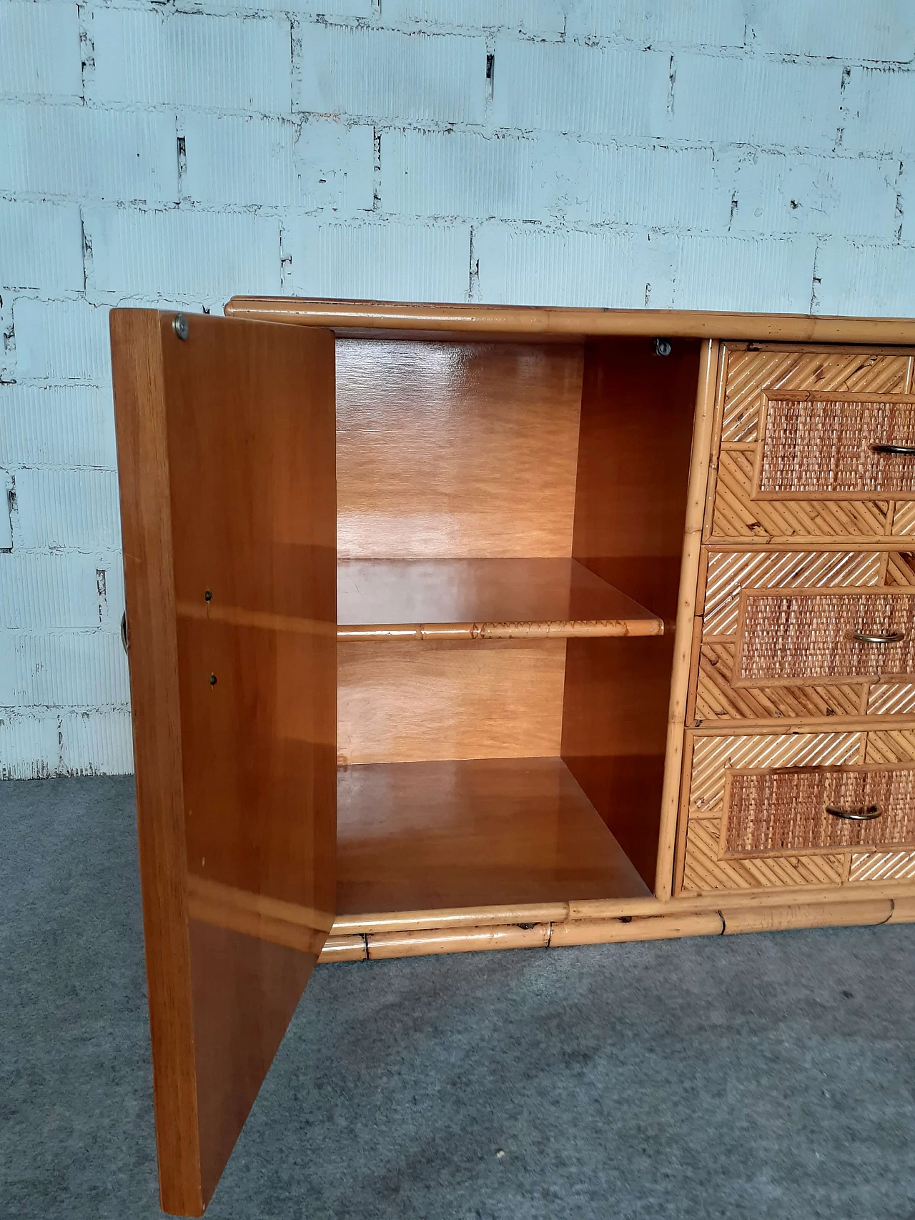 Bamboo sideboard in the style of Vivai del Sud, 1960s 9