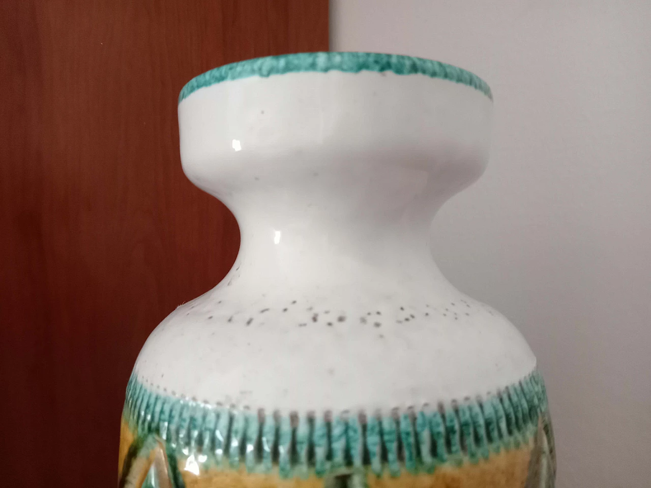 Vase with white, brown and green enamel, 1970s 5