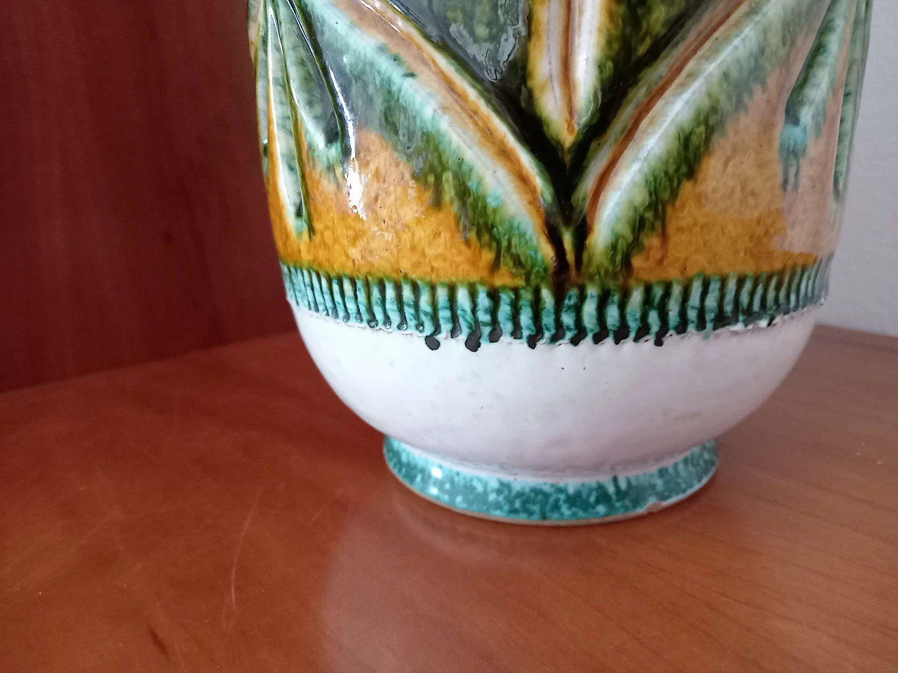 Vase with white, brown and green enamel, 1970s 6