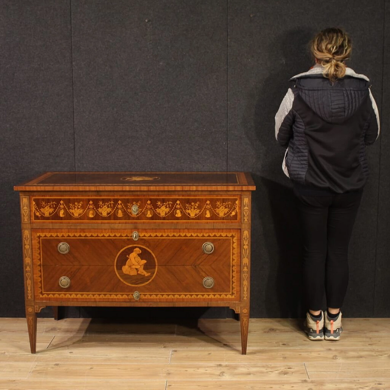Inlaid dresser with three drawers in Louis XVI style, 1960s 3