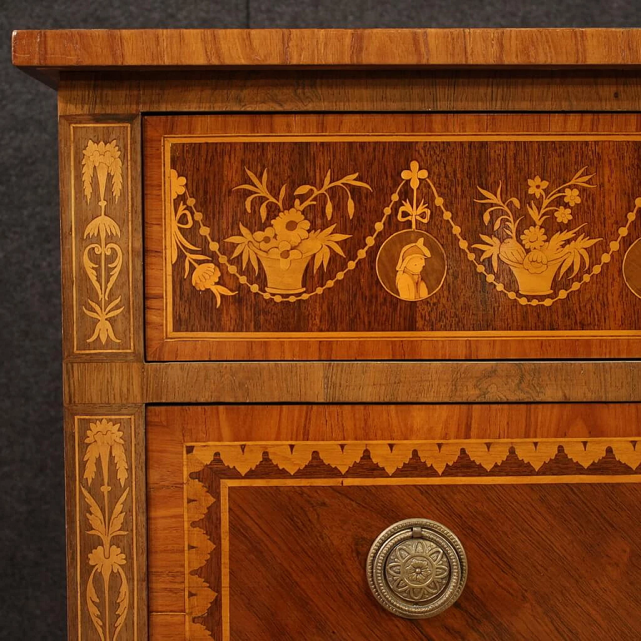 Inlaid dresser with three drawers in Louis XVI style, 1960s 5