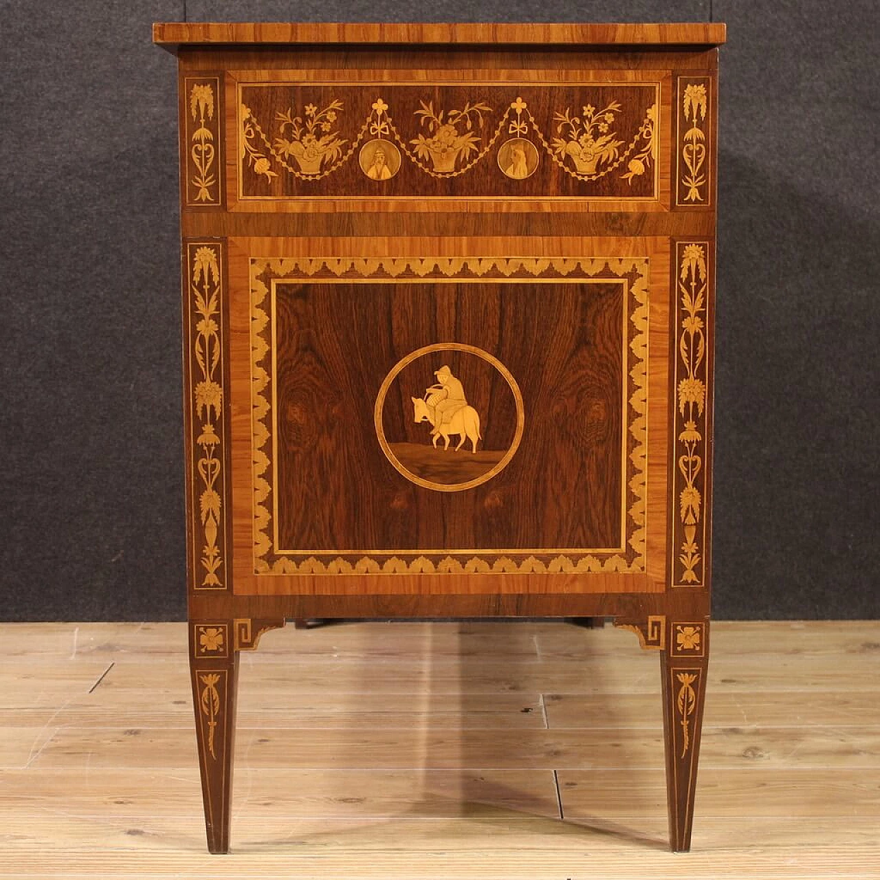 Inlaid dresser with three drawers in Louis XVI style, 1960s 6