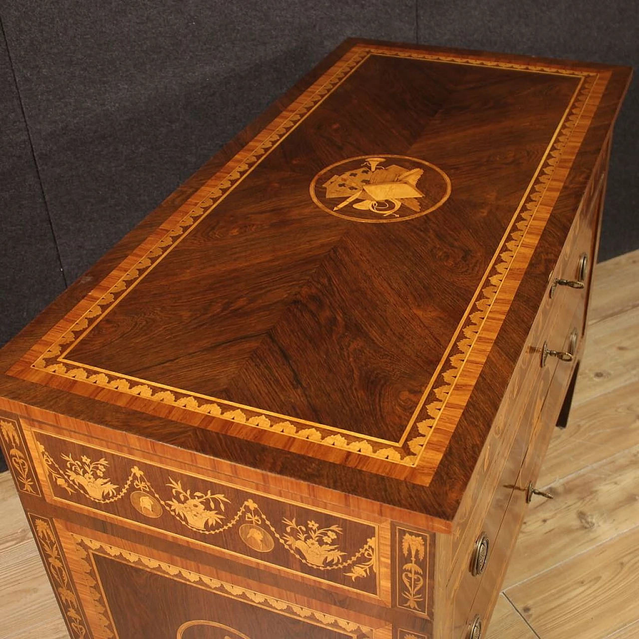 Inlaid dresser with three drawers in Louis XVI style, 1960s 9