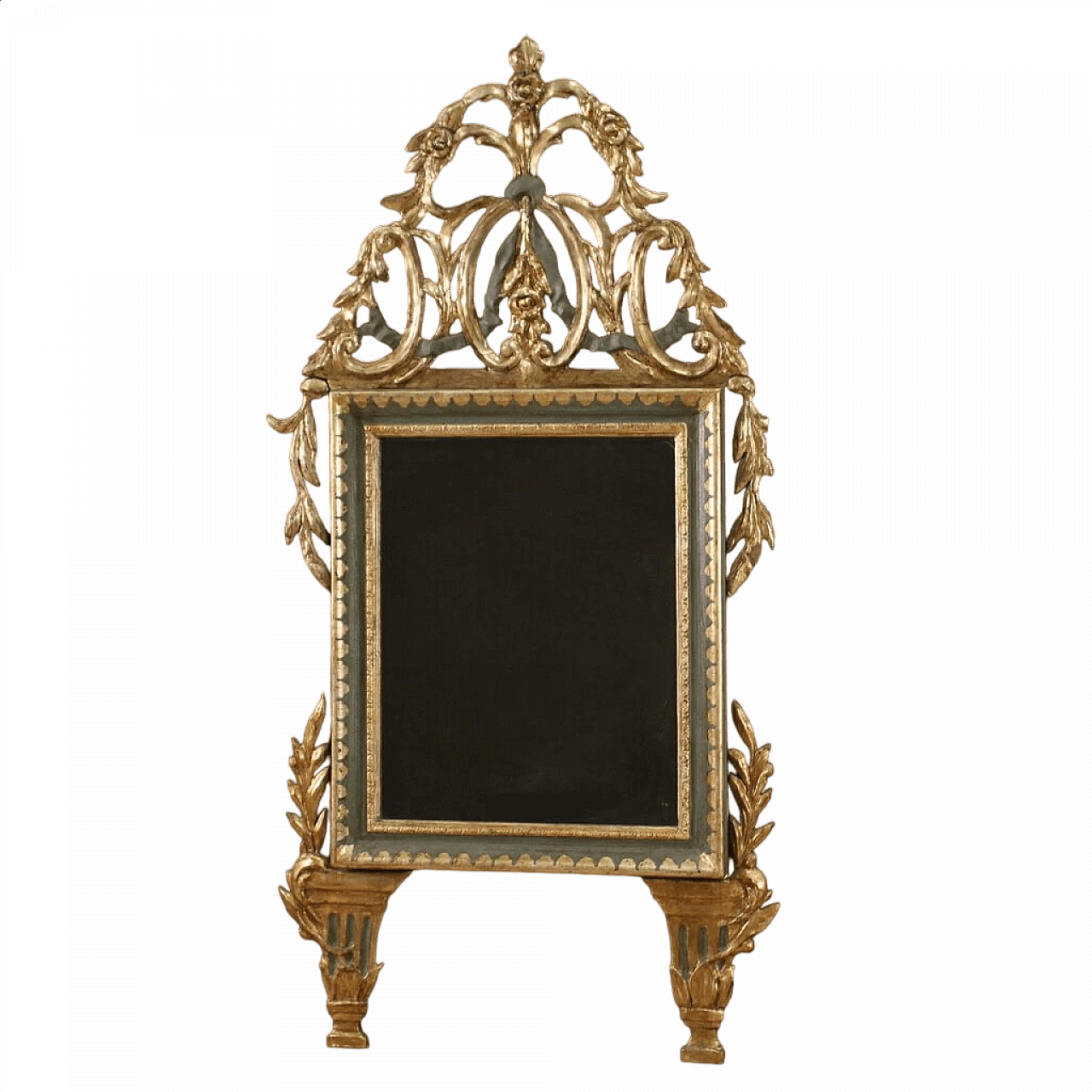 Specchio stile Luigi XVI in legno laccato e dorato, prima metà dell'800 13